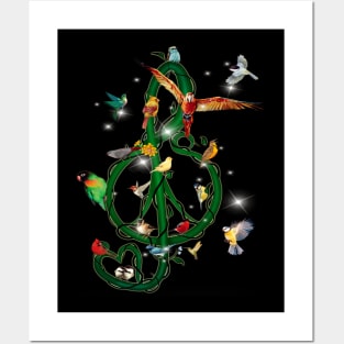 Colorful Bird Musical Note Costume Gift Posters and Art